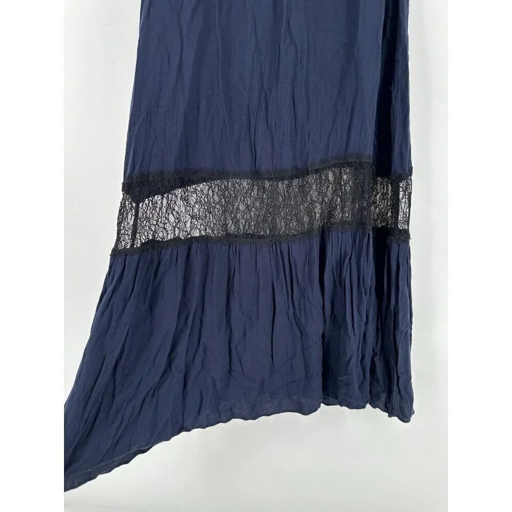 Alice + Olivia Navy Mitsy Lace Trim Maxi Dress Women’s 4 READ - Picture 6 of 12